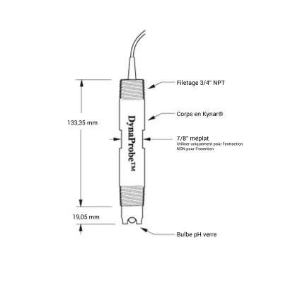 Schéma électrode pH redox DynaProbe ST856 Broadley James - System-c industries