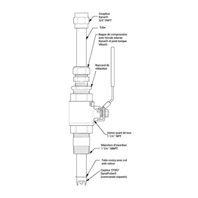 Schéma système rétractable SA857 pour électrodes pH redox DynaProbe ST857 Broadley James - System-c industries