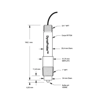 Electrode pH redox Dynaprobe ST973 - Broadley James - System-c industries - Schéma