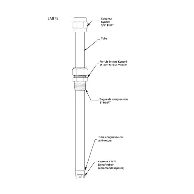 Schéma Système rétractable SA878 pour électrode pH redox Dynaprobe ST977 -Broadley James - System-c