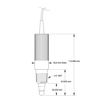 Schéma électrode de pH Hydroponique Broadley James- C1121K - System-c-Industries