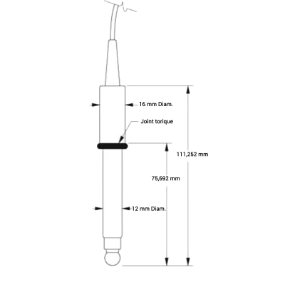 Schéma électrode de pH Hydroponique Broadley James- C1101A - System-c-Industries